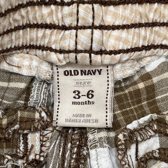 Old Navy Pants 3-6 Months‎ Patchwork Quilted Elastic Waist Brown Cotton - Picture 4 of 10